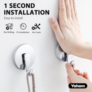 YOHOM Suction Cup Hooks for Inside Shower Wall Suction Towel Holder Bathroom Wash Cloth Suction Hanger Plastic Loofah Sponge Hooks for Glass Shower Door, 2PCS