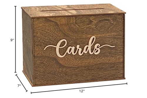 Cregugua Rustic Wooden Card box 12x9x7 Inch Gift Card Box for Wedding Birthday Baby Shower Graduation Party