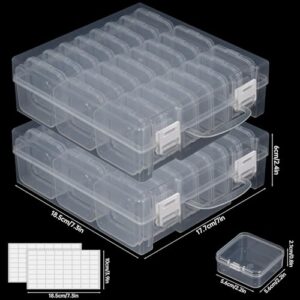 JIZIYRUO Clear Bead Organizer Box, 24Pcs Small Plastic Bead Storage Containers, Mini Rectangle Storage Boxes with Hinged Lids for Beads Seeds Jewelry Rhinestones Crafts Small Items (2 Pack)