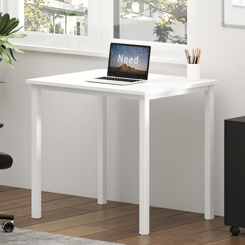 Need Small Computer Desk for Home&Office- 31.5'' Length Small Writing Desk Gaming Desk Students Laptop Use, White Color Desktop & White Frame AC3DW(8060)