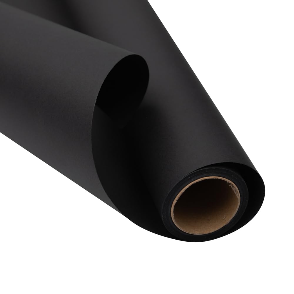 JAM Paper Gift Wrap - Matte Wrapping Paper - 26.3 Sq Ft (17 in x 18 Ft) - Matte Black - Roll Sold Individually