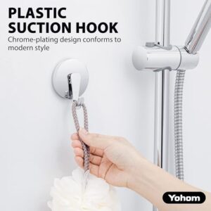 YOHOM Suction Cup Hooks for Inside Shower Wall Suction Towel Holder Bathroom Wash Cloth Suction Hanger Plastic Loofah Sponge Hooks for Glass Shower Door, 2PCS