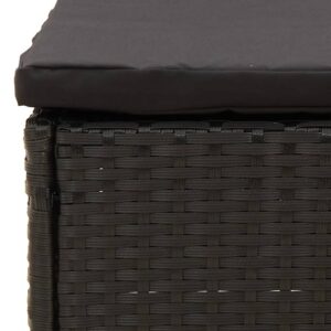 Makastle Outdoor Ottoman Patio Footstool Foot Rest Small Seat Furniture with Soft Cushion, All-Weather Patio Footrest for Garden Yard Deck Poolside, Black 20.9" x 20.1" x 9.6" Poly Rattan