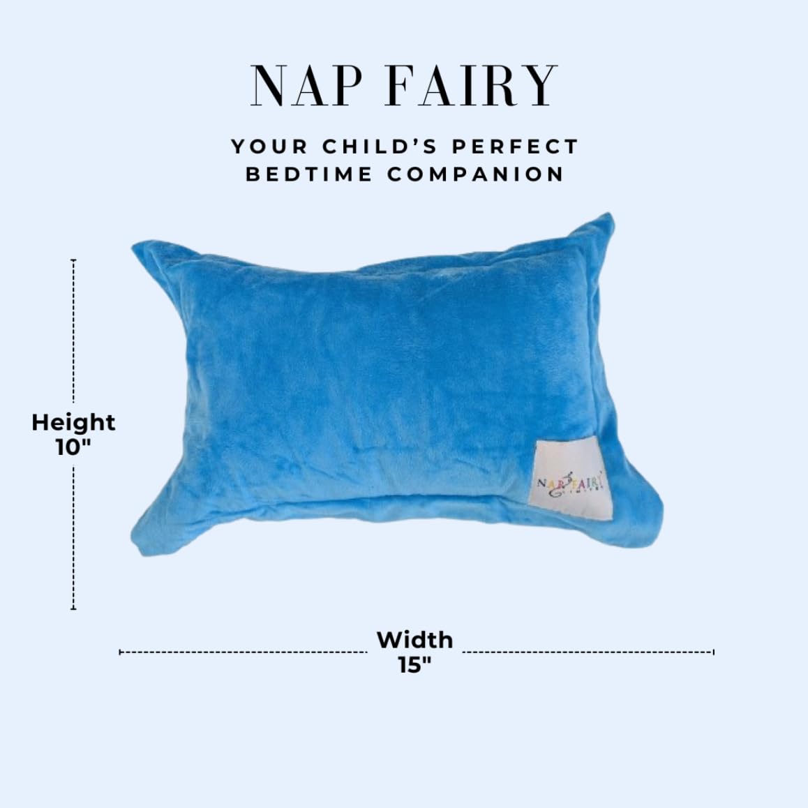 The Nap Fairy Pillow, Childrens Pillow with a Pocket, for Nap Time & Bed Time, 10x15, Soft Minky Fabric, Fun Teaching Tool for Kids, Pillow & Sham (Single Pillow, Cool Blue)