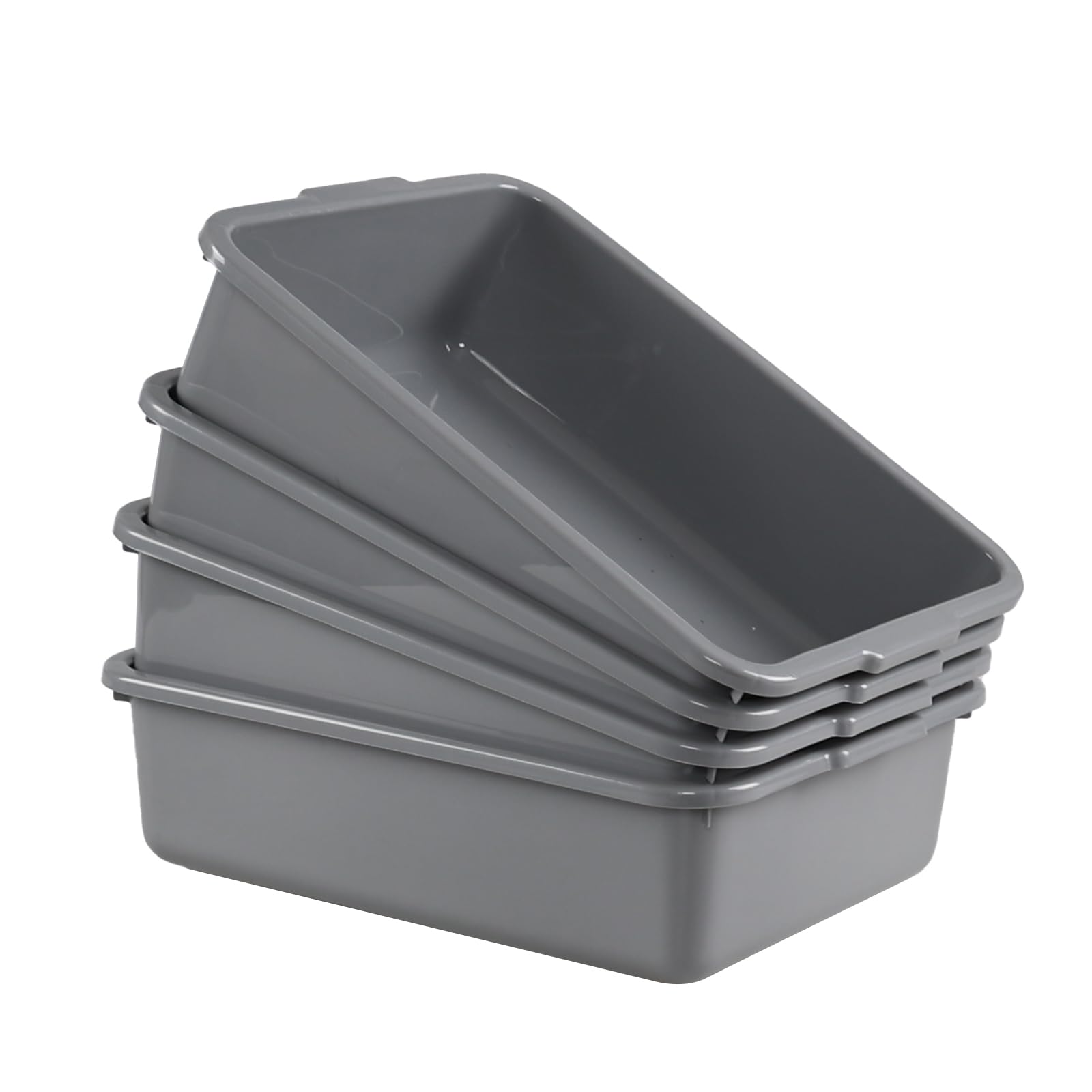 Cand 4 Pack Food Service Bus Tubs, 8 L Restaurant Bussing Tub, Commercial Bus Tub, Grey