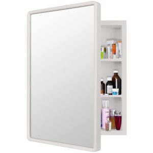 h-a bathroom medicine cabinet with mirror solid wood framed bathroom mirror cabinet with storage wall mounted recessed available 16"x 24" (white)