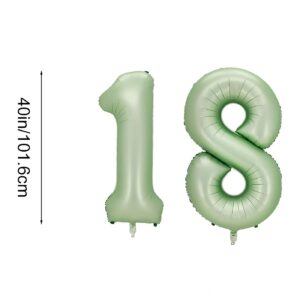 YFHVJTKO 40 Inch Number 18 Foil Balloons 18th Celebration Decorations for Happy 18th Birthday Party Wedding Bridal Shower Engagement Photo Shoot Anniversary Decoration, Number 18 Olive Green Balloon