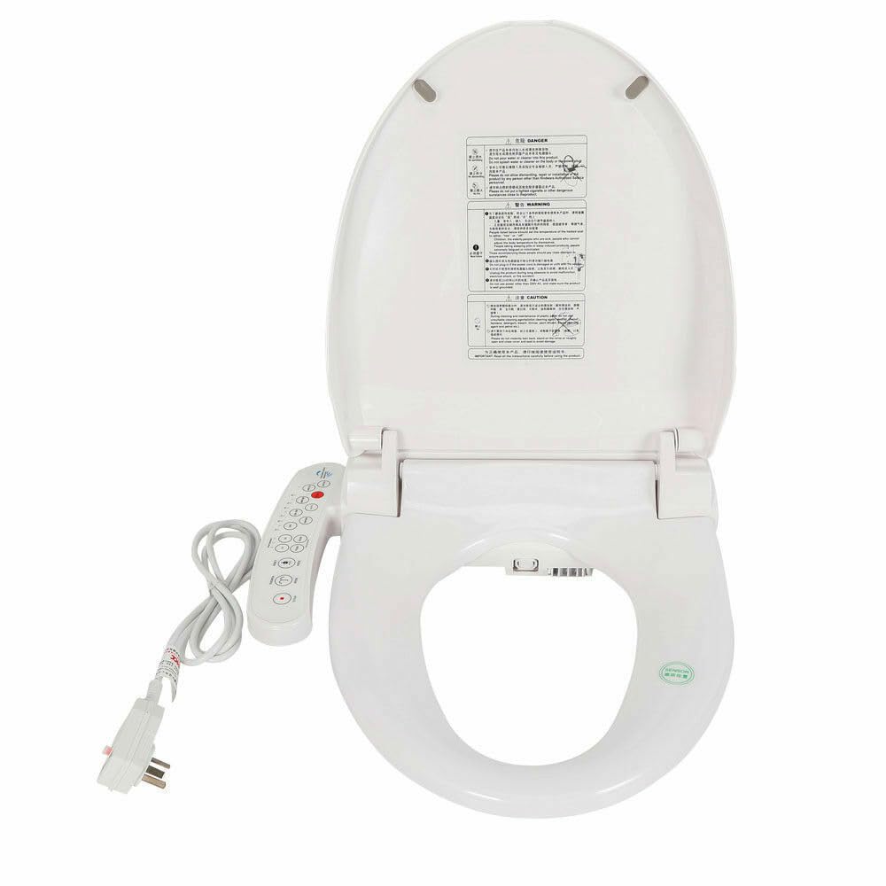 RustyVioum Electric Smart Toilet Seat, 1300W Auto Deodorization Elongated Heated Toilet Seat, Smart Bidet Toilet Seat Cleaning Bidet Cover 2 Nozzle & Air Dryer & Heated, White