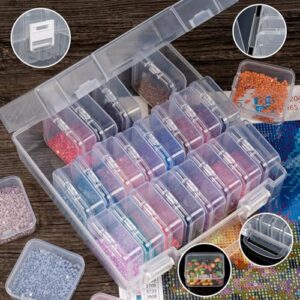 JIZIYRUO Clear Bead Organizer Box, 24Pcs Small Plastic Bead Storage Containers, Mini Rectangle Storage Boxes with Hinged Lids for Beads Seeds Jewelry Rhinestones Crafts Small Items (2 Pack)