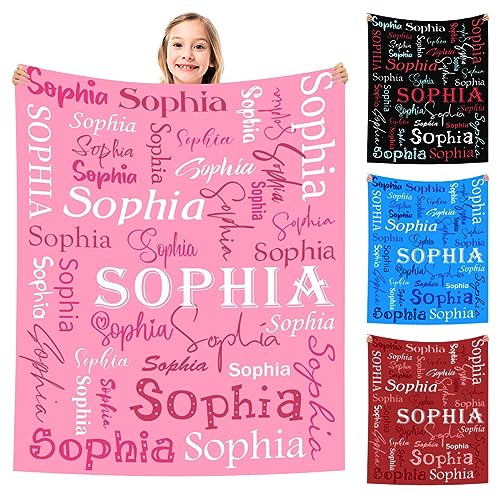 Custom Super Soft Blankets with Name for Kids and Adults Personalized Name Blankets for Baby Boy Girl Son Daughter (7 Sizes)