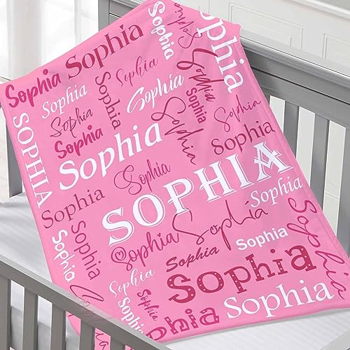 Custom Super Soft Blankets with Name for Kids and Adults Personalized Name Blankets for Baby Boy Girl Son Daughter (7 Sizes)