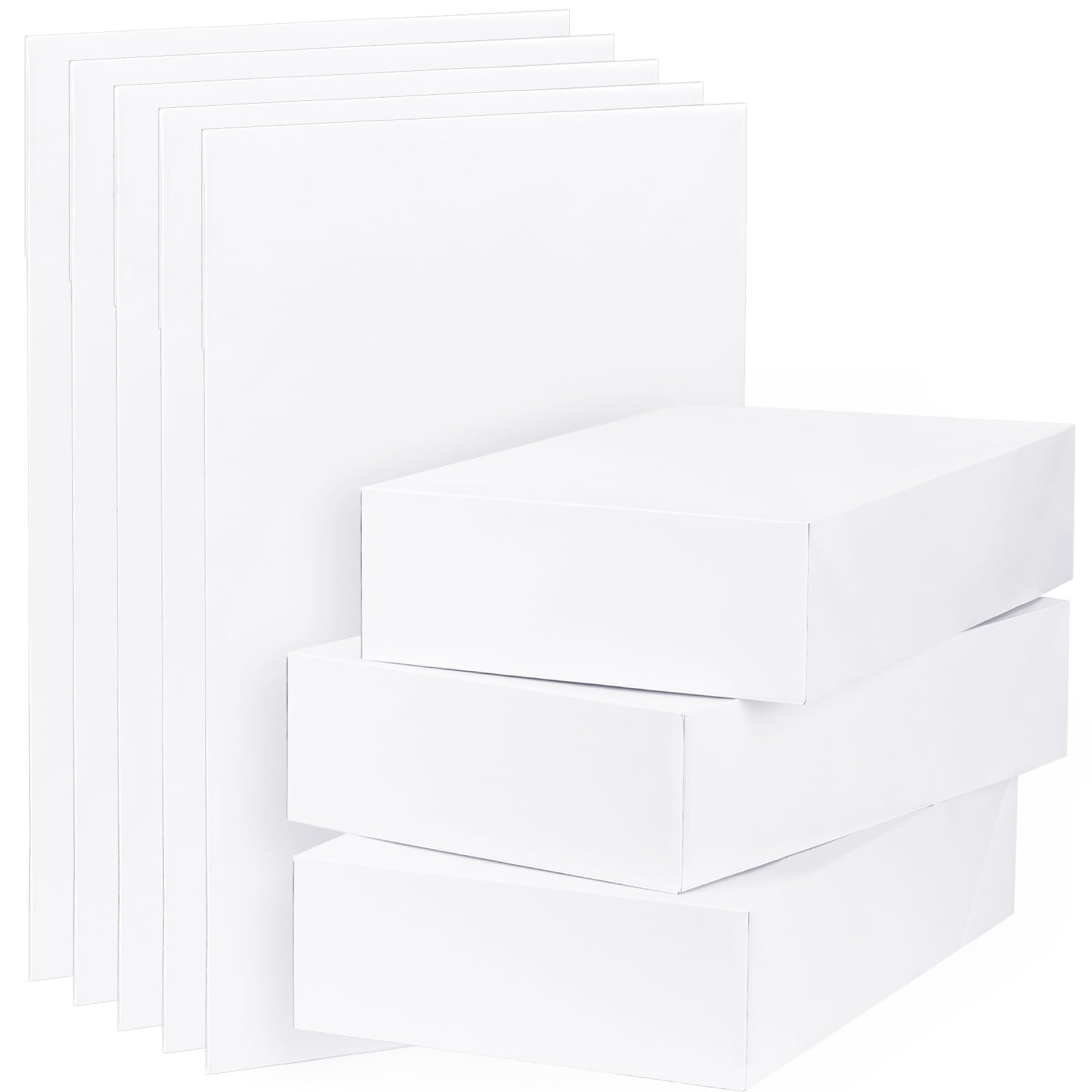 Moretoes 5 PCS X-Large White Gift Boxes with Lids, Extra Large Shirt Boxes Robe Boxes for Christmas Presents, Holidays, Mother's Day, Father's Day, Birthdays, Valentine's Day（17 x 11x 4 Inches）