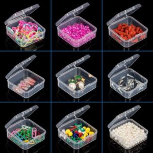 JIZIYRUO Clear Bead Organizer Box, 24Pcs Small Plastic Bead Storage Containers, Mini Rectangle Storage Boxes with Hinged Lids for Beads Seeds Jewelry Rhinestones Crafts Small Items (2 Pack)