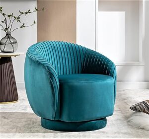 us pride furniture contemporary velvet swivel barrel chair with 360° spin capability, round accent one-seater sofa for living room, bedroom, and office, greenish blue