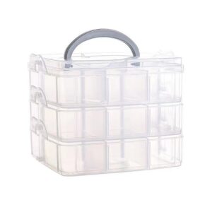 esowemsn 1pc 3-tier stackable craft storage containers plastic jewelry box organizers with 18 compartments for bead,earring,necklace,arts and craft,jewelry,ribbon