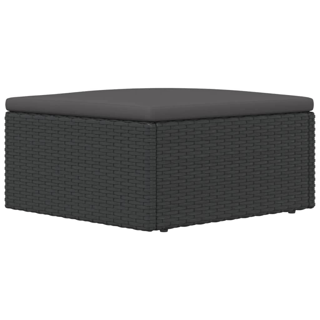 Makastle Outdoor Ottoman Patio Footstool Foot Rest Small Seat Furniture with Soft Cushion, All-Weather Patio Footrest for Garden Yard Deck Poolside, Black 20.9" x 20.1" x 9.6" Poly Rattan