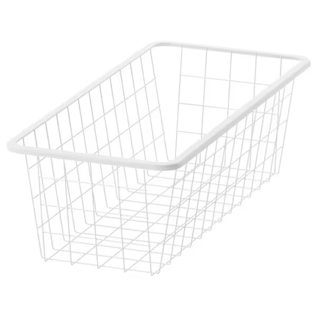 Home Stuff Wire basket, Storage and Organisation, Storage solution systems, White wire container, Home organization, white (25x51x15)