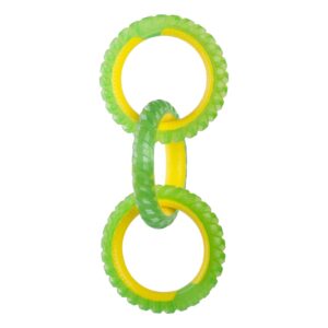 miss.bear tpr 3-ring tug dog toy, lightweight, durable and water resistant training teething chew toy for small/medium/large breeds (3-ring tug toy)