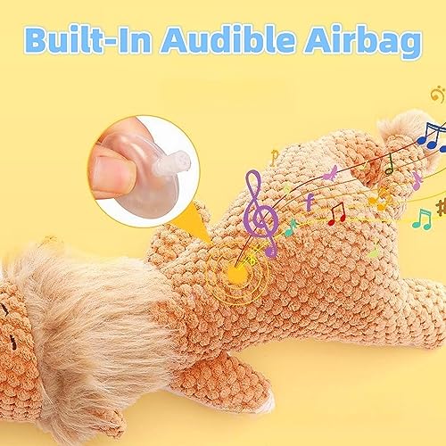 atcryih Dog Toy, Robust Animal Designed for Heavy Chewers, Large Plush Dog Toy, Durable Squeaky Toy for Boredom, 15*7.48inch, A-Brown