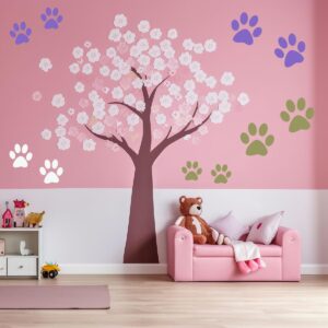 Paw Stencil, 8Pcs Large Dog Paw Stencil for Painting,Cute Bear Cat Paw Print Stencils Template Reusable Plastic Animal Paw Paint Stencil for Crafts Art Painting on Wood Paper Flag Wall Home Decor