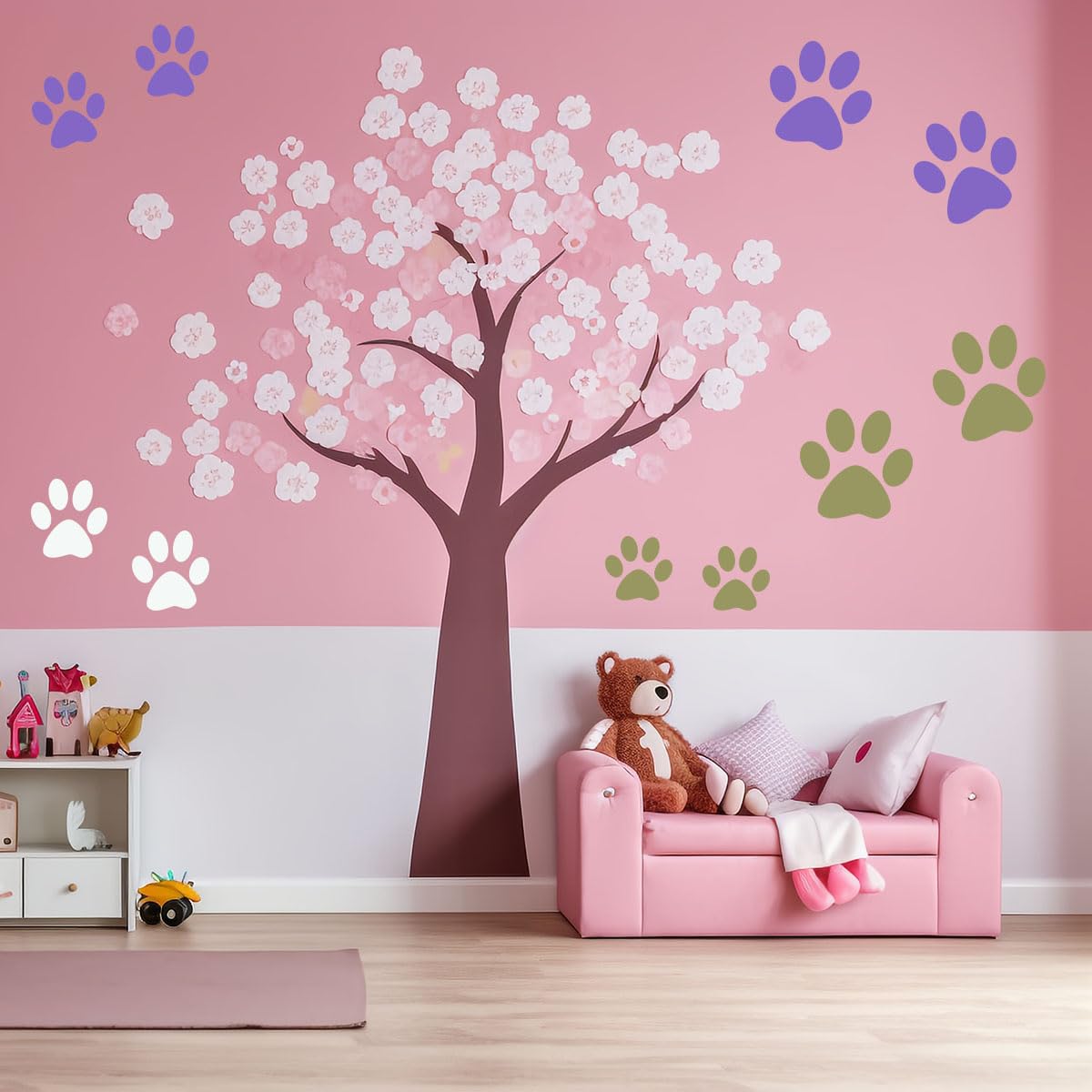 Paw Stencil, 8Pcs Large Dog Paw Stencil for Painting,Cute Bear Cat Paw Print Stencils Template Reusable Plastic Animal Paw Paint Stencil for Crafts Art Painting on Wood Paper Flag Wall Home Decor