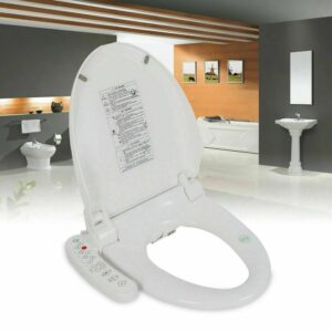 RustyVioum Electric Smart Toilet Seat, 1300W Auto Deodorization Elongated Heated Toilet Seat, Smart Bidet Toilet Seat Cleaning Bidet Cover 2 Nozzle & Air Dryer & Heated, White