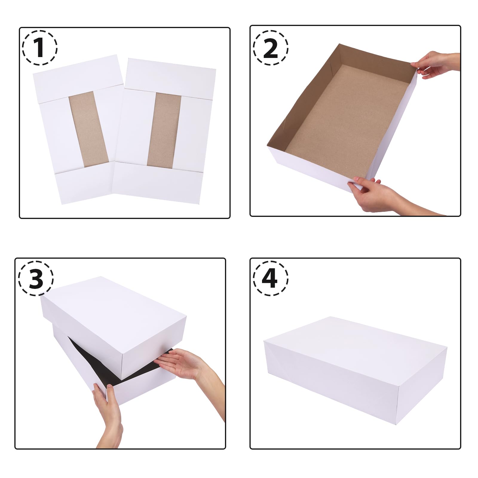 Moretoes 5 PCS X-Large White Gift Boxes with Lids, Extra Large Shirt Boxes Robe Boxes for Christmas Presents, Holidays, Mother's Day, Father's Day, Birthdays, Valentine's Day（17 x 11x 4 Inches）