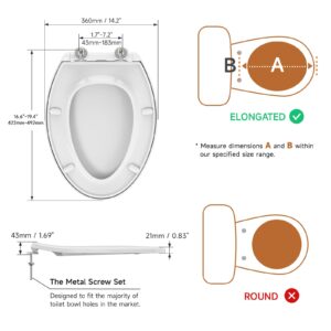 AQUATIZ Elongated Toilet seat with Buit-in Night Light,Oval Toilet Seat with Soft Slow Close,Oblong Toilet Seat Plastic Replacement