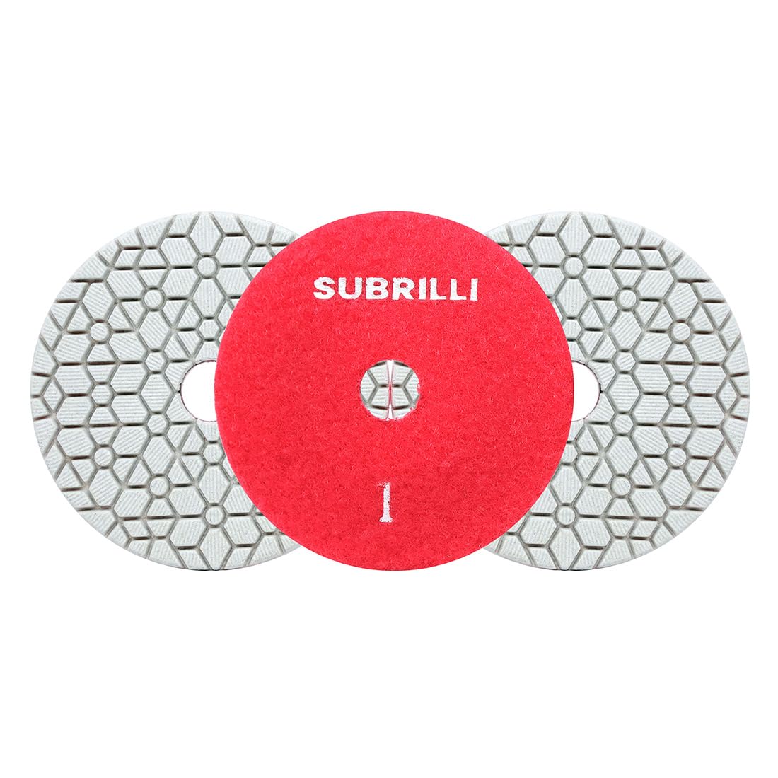 SUBRILLI 3 Step Diamond Polishing Pads 3-Pcs Step 1 Abrasive Disc for Granite Quartz Marble Concrete Terrazzo