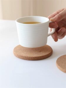 cork coasters for drinks, 6 pack thick cork trivets for hot pots and pans, nispotdor kitchen cork board for coffee, wine,tea, drinks, 4inch