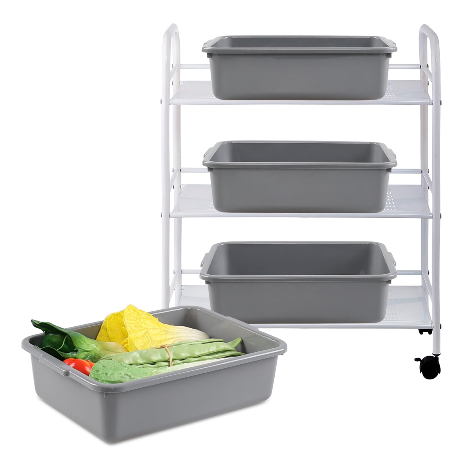 Cand 4 Pack Food Service Bus Tubs, 8 L Restaurant Bussing Tub, Commercial Bus Tub, Grey