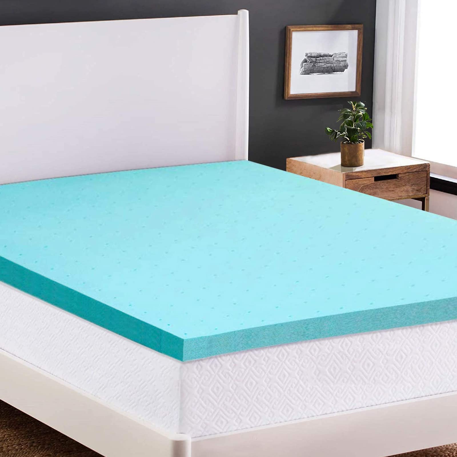 Nelaukoko Memory Foam 2 Inch Queen Mattress Topper Mattress Pad, Gel Infused Soft Bed Topper Bed Mattress Toppers for Pressure Relieving