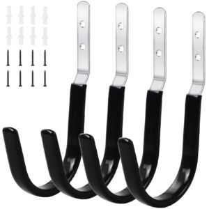 heavy duty j hooks for hanging, garage utility hooks wall mount, steel anti-slip garage storage hooks, 4 pack folding chair hooks, heavy duty wall hooks for hanging bikes hose cord, garden tools