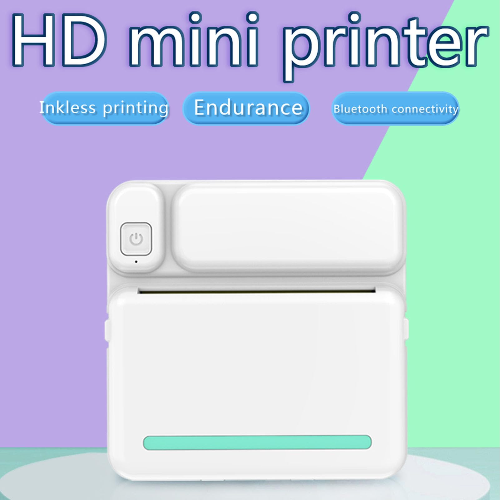 Mini Pocket Sticker Printer Portable Bluetooth Printer with 1 Rolls Paper for Journal, Memo, Photo, DIY Scrapbook