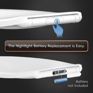 AQUATIZ Elongated Toilet seat with Buit-in Night Light,Oval Toilet Seat with Soft Slow Close,Oblong Toilet Seat Plastic Replacement