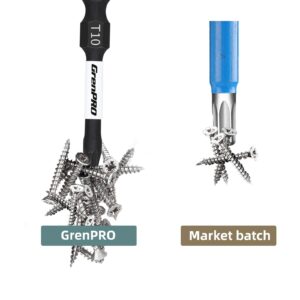 GRENPRO Screwdriving Power Bits T10-2IN*5pcs,Torx Head Bit Set ，2" Long High Impact Tough Magnetic #10 Drill Bit，1/4" Hex Shank S2 Alloy Steel Star Bits Set