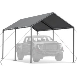 carport canopy 10x20 heavy duty metal carport waterproof carport garage tent outdoor for car tuck boat suv auto, grey