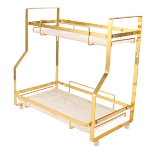 HERCHR Cosmetic Makeup Organizer, 2 Tier Bathroom Countertop Organizer Desktop Gold Metal Countertop Shelf for Cosmetics Storage Display Stand Shelf(Gold)