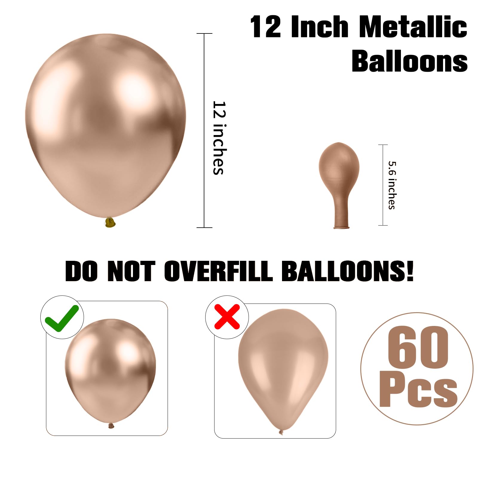 Metallic Balloons Champagne Gold 60PCS 12 Inch Latex Party Balloons Champagne Balloon for Balloon Garland Balloon Arch as Party Decorations for Wedding Birthday Graduation Bridal Bachelor Party