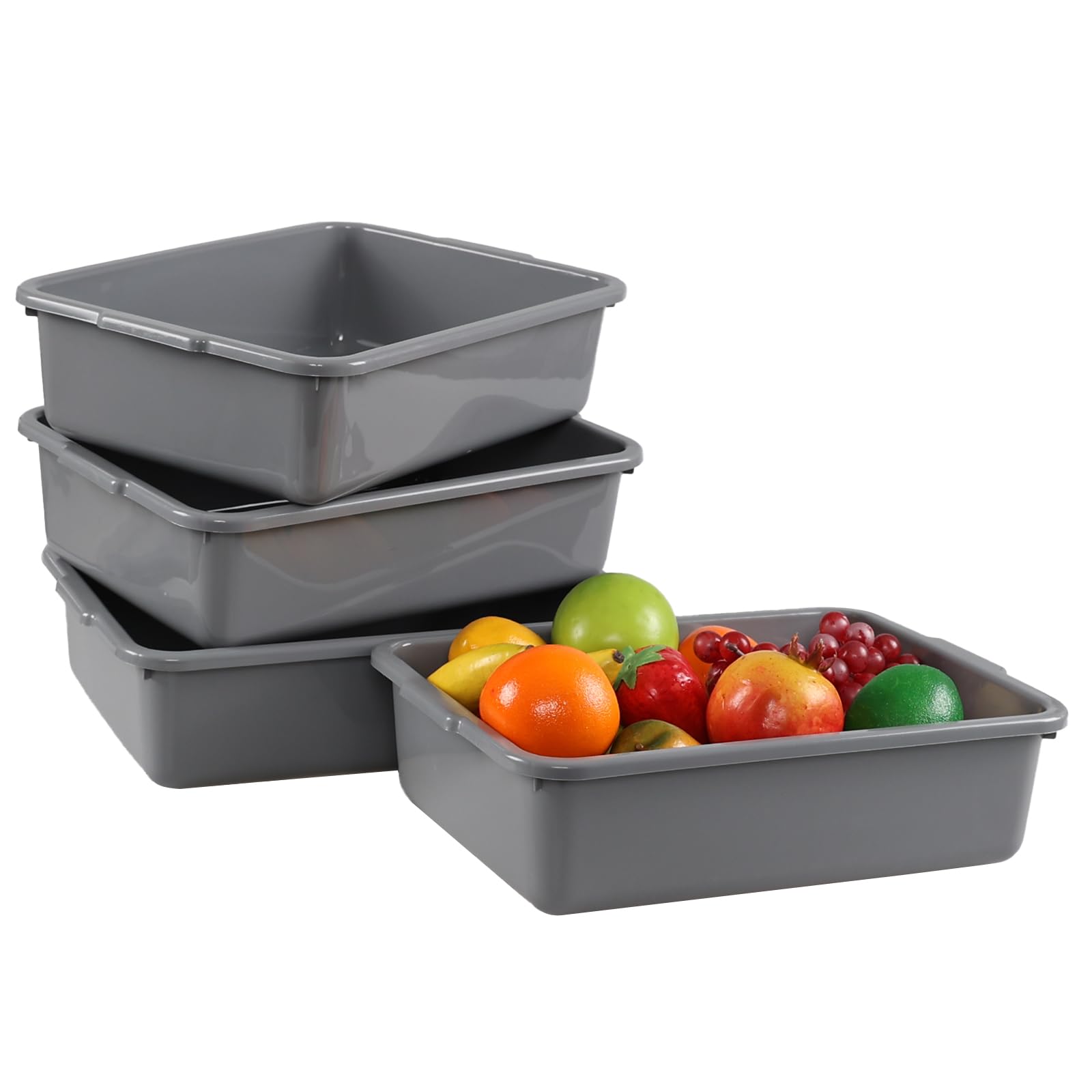 Cand 4 Pack Food Service Bus Tubs, 8 L Restaurant Bussing Tub, Commercial Bus Tub, Grey