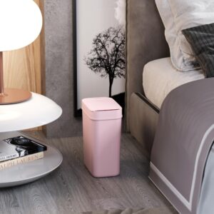 iTouchless 3 Gallon Sensor Pink Bathroom Trash Can, Your Purchase Supports The Breast Cancer Research Foundation, 10 Liter Slim Touchless Small Smart Bedroom Garbage Waste Basket Bin with Motion Lid