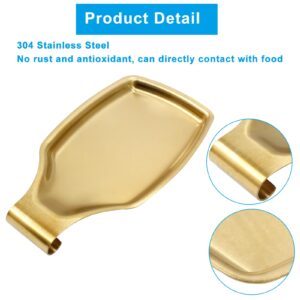 Coufce 8.1 x 4.3 Inch Gold Square Spoon Rest, 304 Stainless Steel Utensil Holder Kitchen Spoon Rest, Cooking Utensils Holder for Stove Top Spatula Ladle, Dishwasher Safe