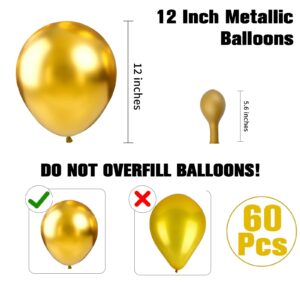 Gold Balloons 60PCS Metallic1 Balloons Gold Party Balloons 2 Inch Latex Balloons for Birthday Party Gold Party Decorations for Christmas Wedding Graduation Baby Shower Bachelorette Retirement Party