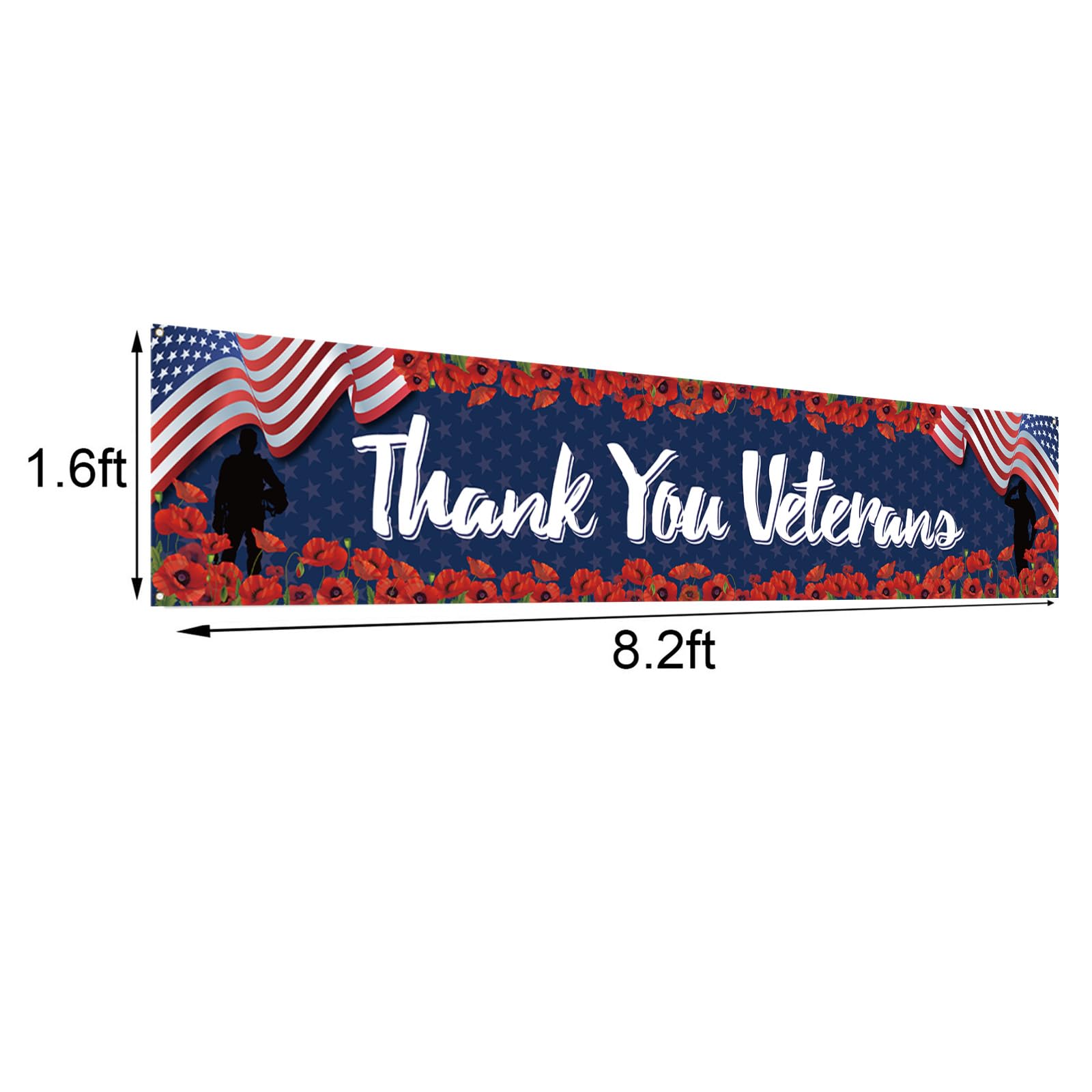 Veterans Day Decorations Thank You Veterans Banner for Fence Yard Lawn Red White Blue Patriotic Decor 4th of July Memorial Day Decorations and Supplies for Home Party