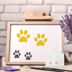 Paw Stencil, 8Pcs Large Dog Paw Stencil for Painting,Cute Bear Cat Paw Print Stencils Template Reusable Plastic Animal Paw Paint Stencil for Crafts Art Painting on Wood Paper Flag Wall Home Decor