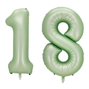 yfhvjtko 40 inch number 18 foil balloons 18th celebration decorations for happy 18th birthday party wedding bridal shower engagement photo shoot anniversary decoration, number 18 olive green balloon