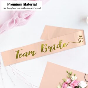 Lunhoo 12 Pack Team Bride Sash Set, Bachelorette Party Sashes, Team Bride Sash for Bridal Party and Wedding Celebrations (Rose Gold)