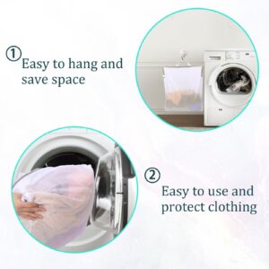 2 Pcs Mesh Laundry Bags for Washing Machine,16 X 20 Inch Fine Mesh Wash Bags with Handle,Side Widening Large Opening Zippered Clothing Washing Bag for Laundry,Blouse,Bra,Hosiery,Stocking,Underwear