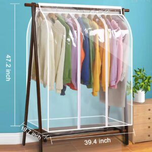 AECEVAN Garment Bags for Hanging Clothes, Large Clear Clothes Rack Cover Garment Rack Cover Waterproof Storage Bag Clothes Cover for Hanging with Zipper for Shirts, Coats, Jackets, Long Dress