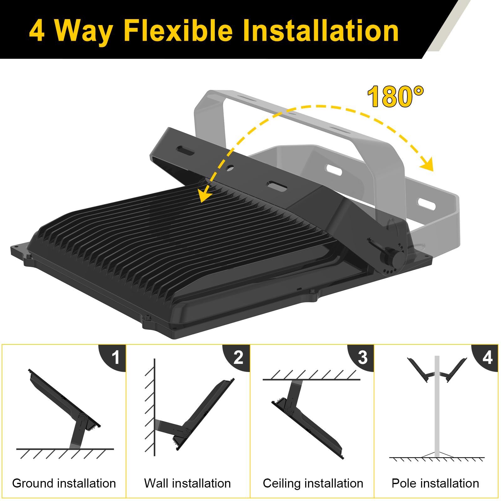 ADUB 240W LED Flood Light 33600LM, ETL Listed LED Stadium Light Outdoor 5000K, IP65 Waterproof Commercial Outside Floodlight for Parking Lot Tennis Court Backyard Playground, AC100~277V